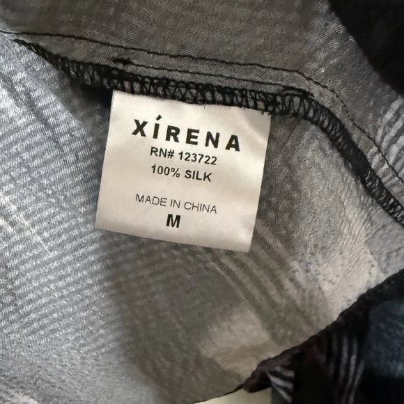 Xirena Prisca Silk Top Long Sleeve Ruched Size Medium Ikat Black Glam - Picture 4 of 6
